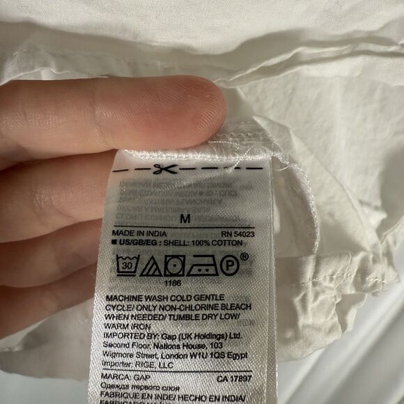 Gap Blouse Women's Medium White Long Sleeve Off the Shoulder 100% Cotton - Picture 6 of 11